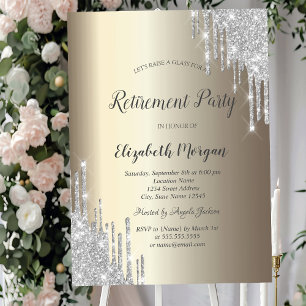 Invitation Retraite Champagne avec Gouttes de Paillettes Arge