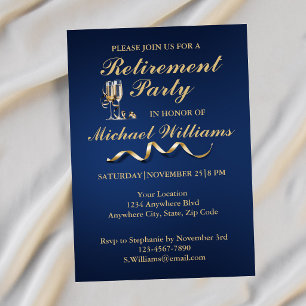Invitation Retraite Classique Classique Champagne Verre Bleu