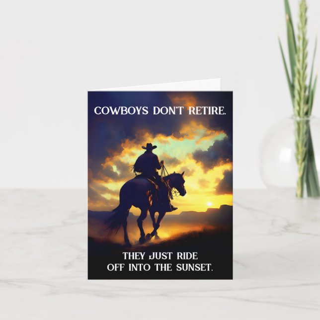 Invitation Retraite Cowboy, Cheval et Coucher de soleil (Devant)