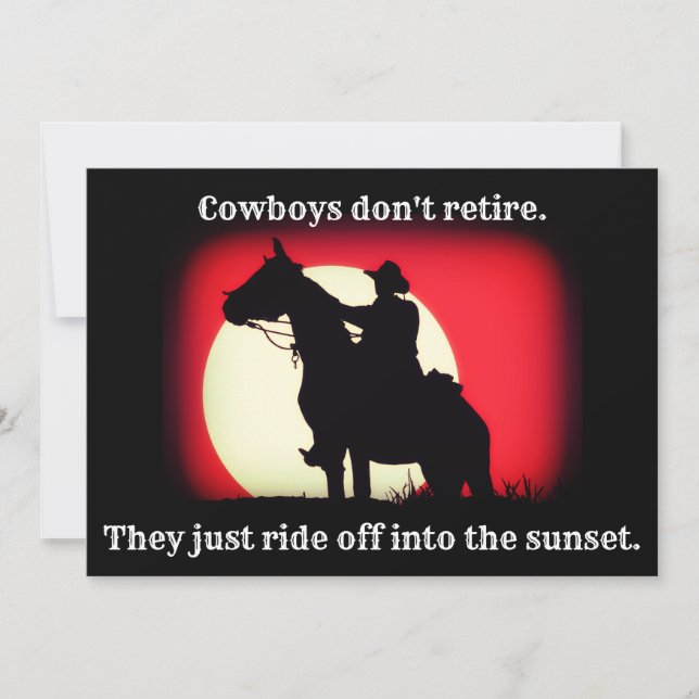 Invitation Retraite Cowboy, Cheval et Coucher de soleil  (Devant)