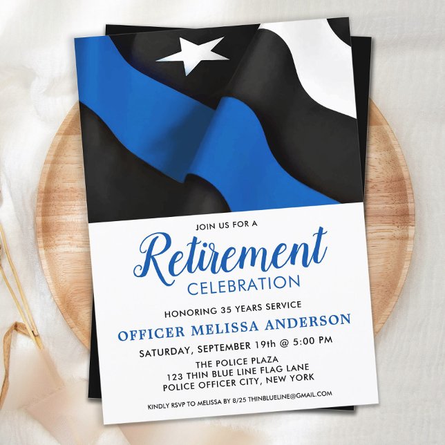 Invitation Retraite de la police Ligne Bleue Mince Applicatio (Créateur téléchargé)