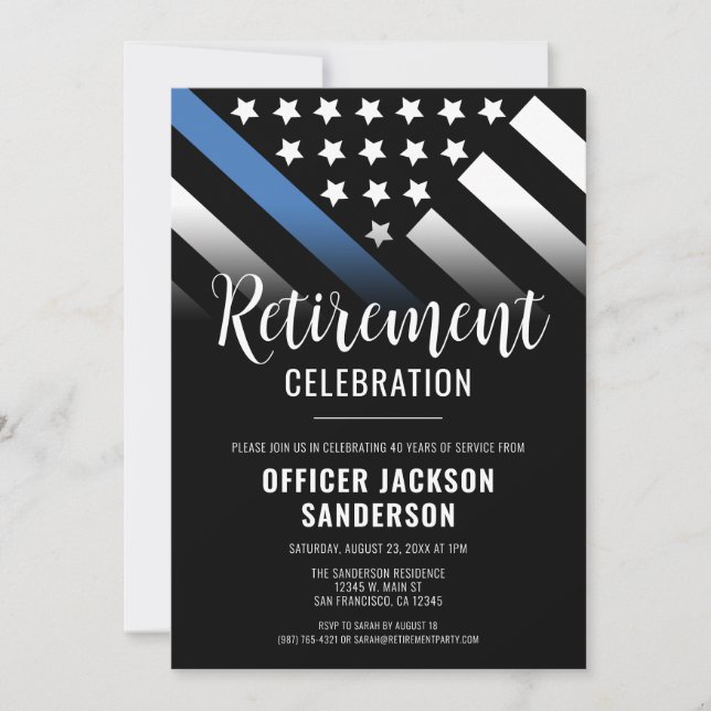 Invitation Retraite de la police Ligne Bleue Mince Applicatio (Devant)