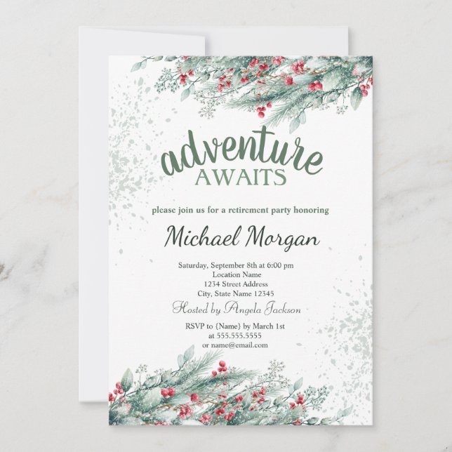 Invitation Retraite des baies de la branche de l'arbre à pin (Devant)