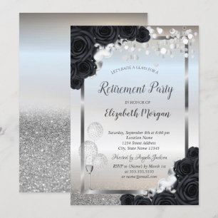 Invitation Retraite des ballons en verre de vin Rose noir