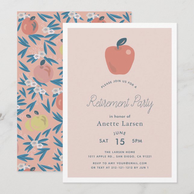 Invitation Retraite des enseignants Apple Pink (Devant / Derrière)