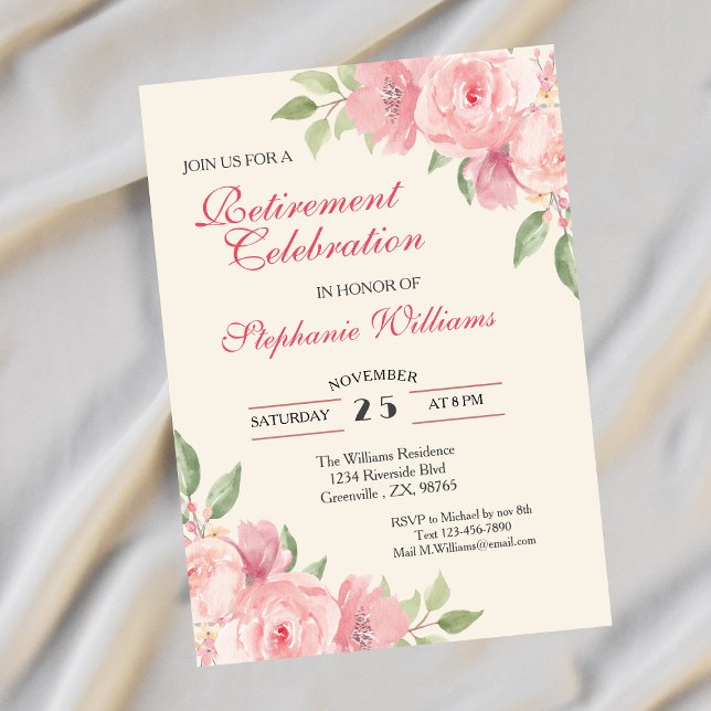 Invitation Retraite des femmes Floral Élégant Rose (Créateur téléchargé)