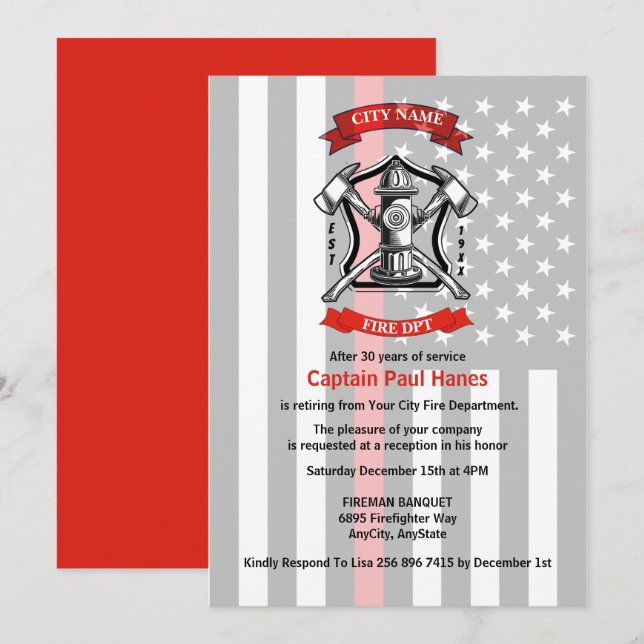 Invitation Retraite des pompiers (Devant / Derrière)
