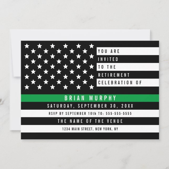 Invitation Retraite du drapeau américain de la Ligne verte mi (Devant)