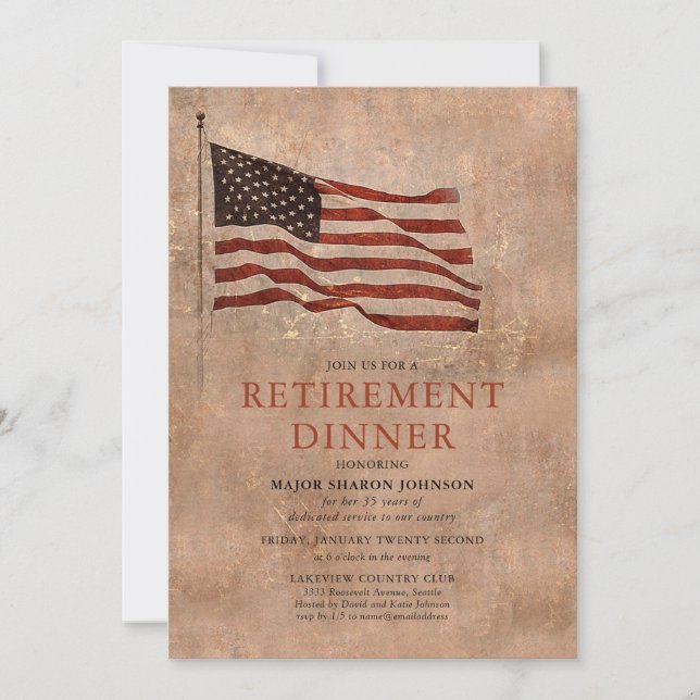 Invitation Retraite du drapeau militaire Vintage (Devant)