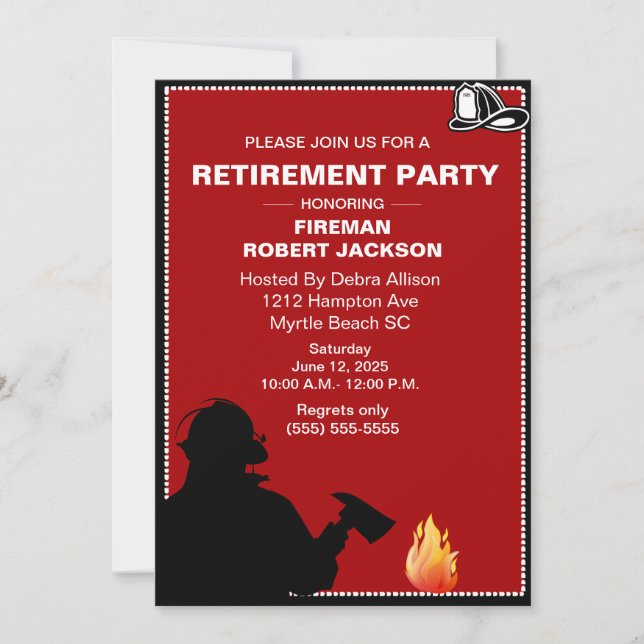 Invitation Retraite du pompier/retraite du chef des pompiers (Devant)