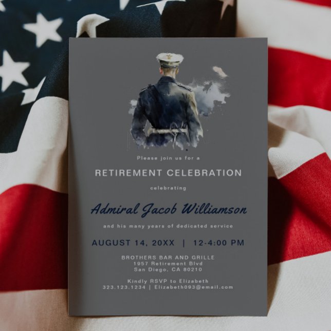 Invitation Retraite en silouette de la marine bleue (Créateur téléchargé)