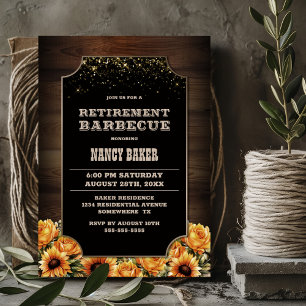 Invitation Retraite Florale Rustique Bois BBQ