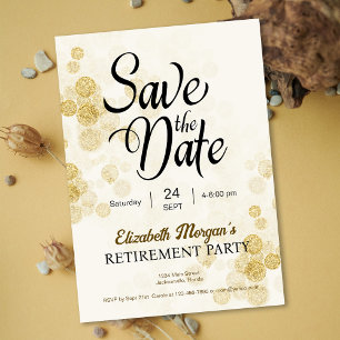 Invitation Retraite Gold Confetti Enregistrer la date