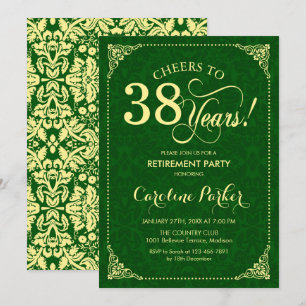 Invitation Retraite - Gold Green Damask