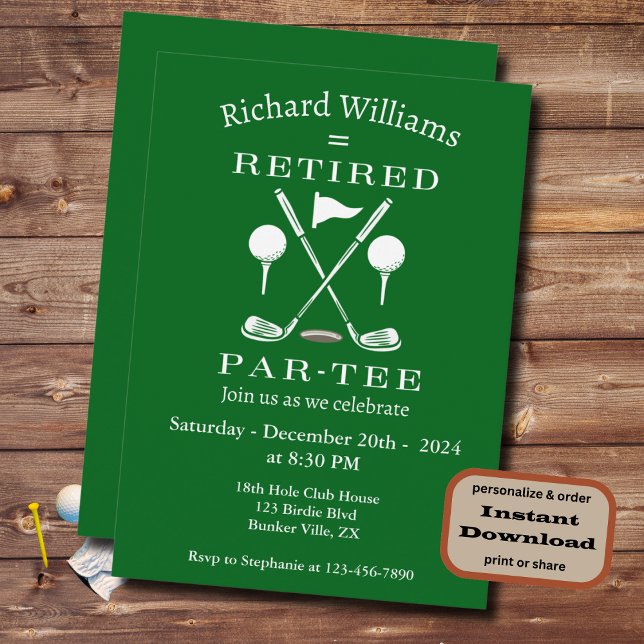 Invitation Retraite Golf Moderne Emblem Golf Clubs Retraités (Créateur téléchargé)