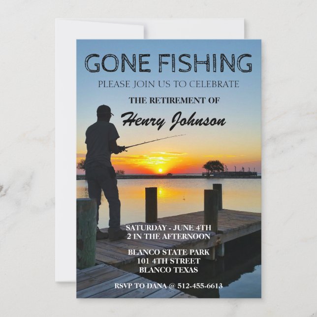 Invitation Retraite Gone Fishing Coast Beach (Devant)