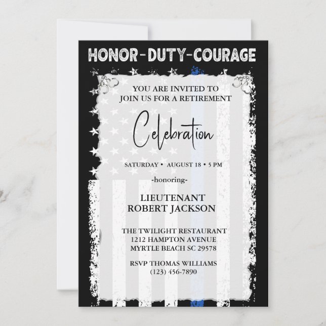 Invitation Retraite Graduation Anniversaire d'Agent de Police (Devant)