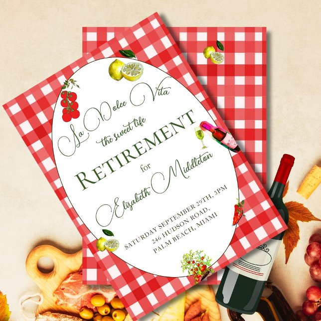 Invitation Retraite La Dolce Vita Red À damiers Lemon (Créateur téléchargé)