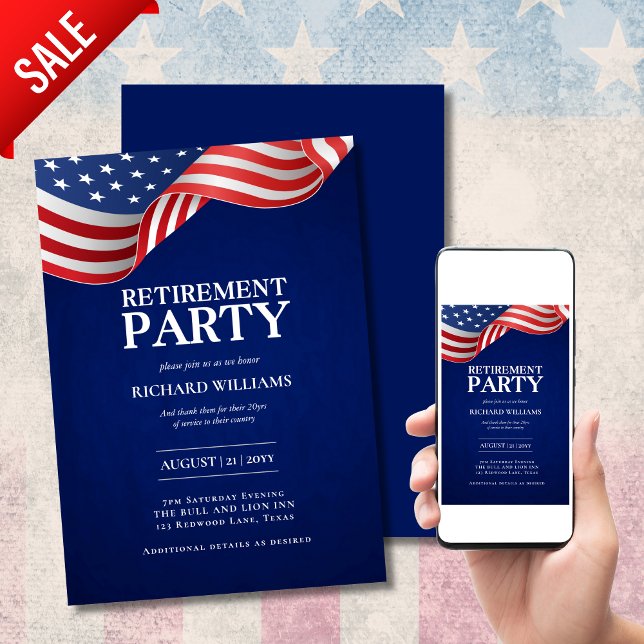Invitation RETRAITE MILITAIRE Modèle Patriotique US FLAG (Créateur téléchargé)