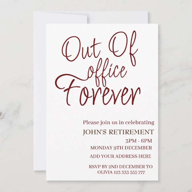 Invitation Retraite moderne hors fonction pour toujours amusa (Devant)