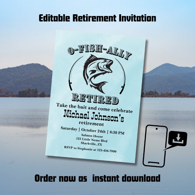 Invitation Retraite O-fish à la retraite pêche amusante (Créateur téléchargé)
