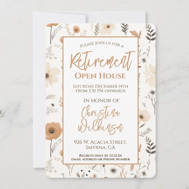 Invitation Retraite Open House Party Boho Floral (Devant)