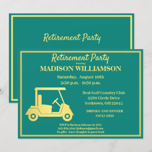 Invitation Retraite Party Golf Vert & Or