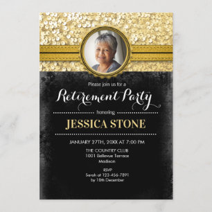 Invitation Retraite photo - Noir Or