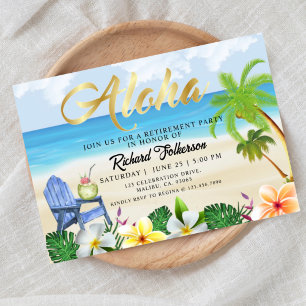 Invitation Retraite, Plage, Aloha, En dehors du bureau