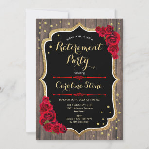 Invitation Retraite - Roses Rustiques Rouges Bois