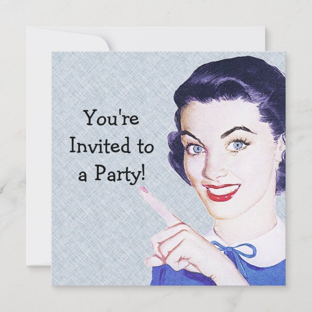 Invitation Rétro 1950 Pointing Woman (Devant)