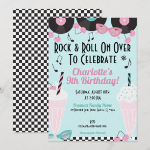 Invitation Retro 1950's Diner Milkshake fête d'anniversaire