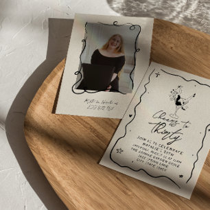 Invitation Retro 30th Cheers To Thirty Photo Birthday Party