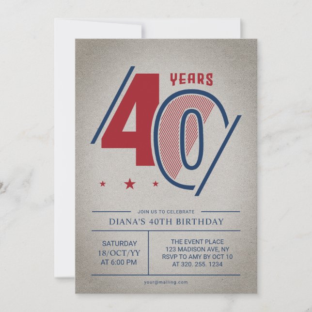 Invitation Retro 40e anniversaire (Devant)