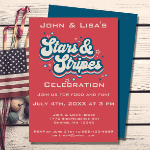 Invitation Retro 4 juillet Party