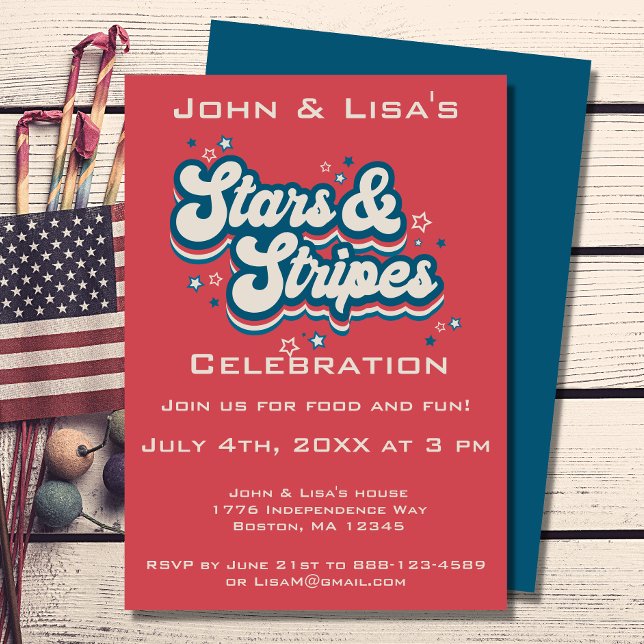 Invitation Retro 4 juillet Party (Perfect for your retro 4th of July celebration! )