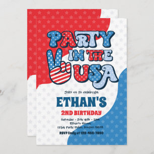 Invitation Retro 4 juillet Party Aux Etats-Unis Anniversaire
