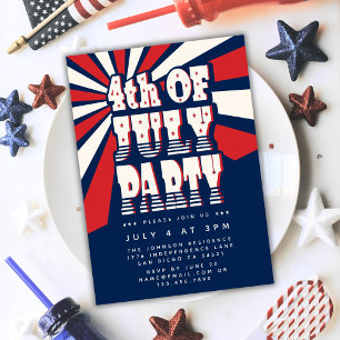 Invitation Retro 4 juillet Red White et Blue Party