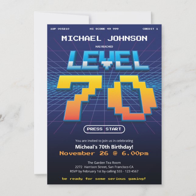 Invitation Retro 80s Drôle 70e fête d'anniversaire (Devant)