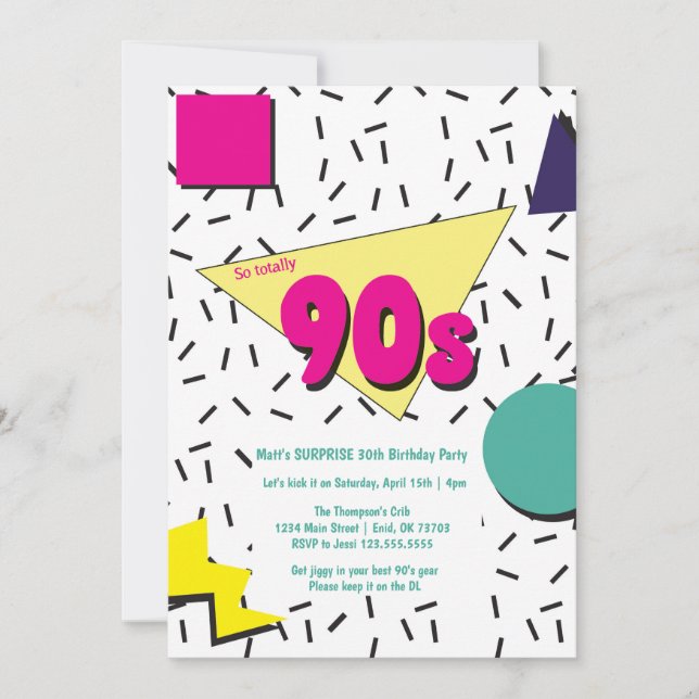 Invitation Rétro 90s Bloc d'invitation Thème (Devant)