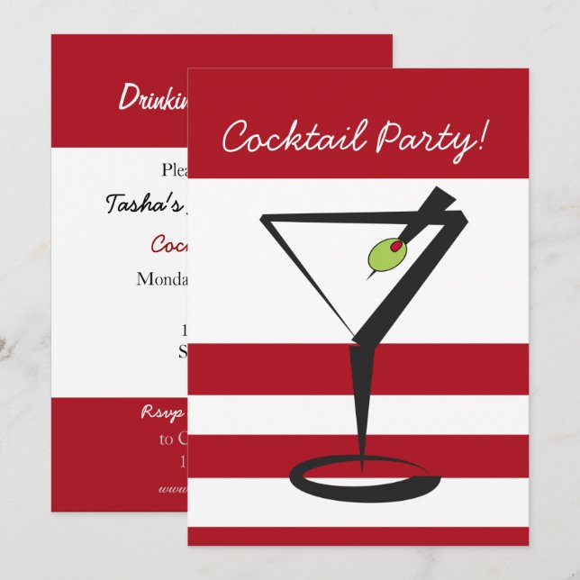 Invitation rétro à une soirée cocktail (Devant / Derrière)