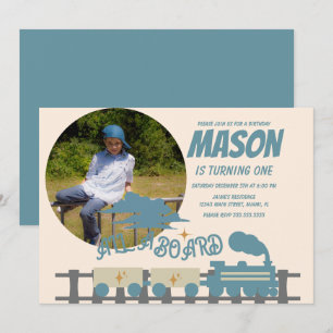 Invitation Retro Anniversaire de enfant Party Photo Earthy