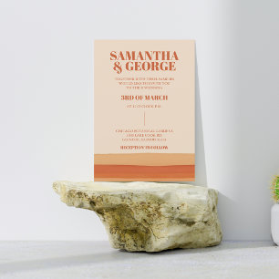 Invitation Rétro Aquarelle Stripes Terracotta Orange Mariage