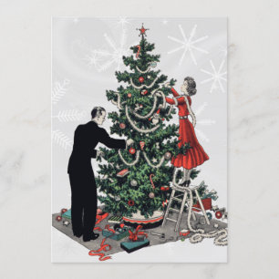 Invitation Rétro arbre de Noël