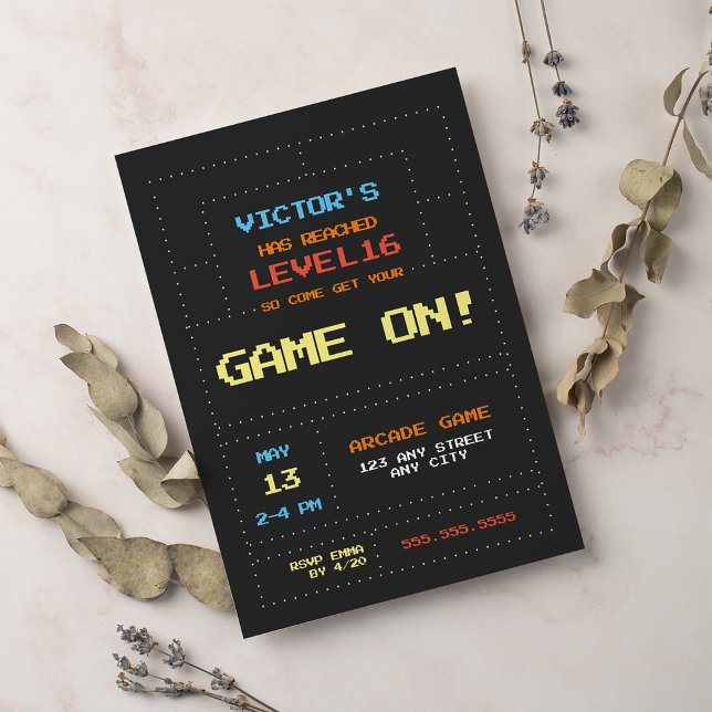 Invitation Retro Arcade Game Anniversaire de enfant Party (Créateur téléchargé)