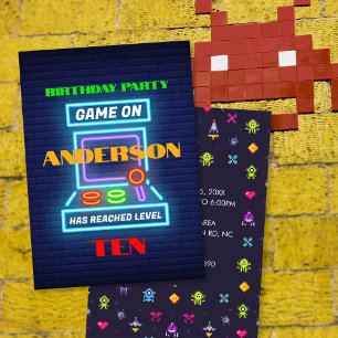 Invitation Retro Arcade Jeu Anniversaire