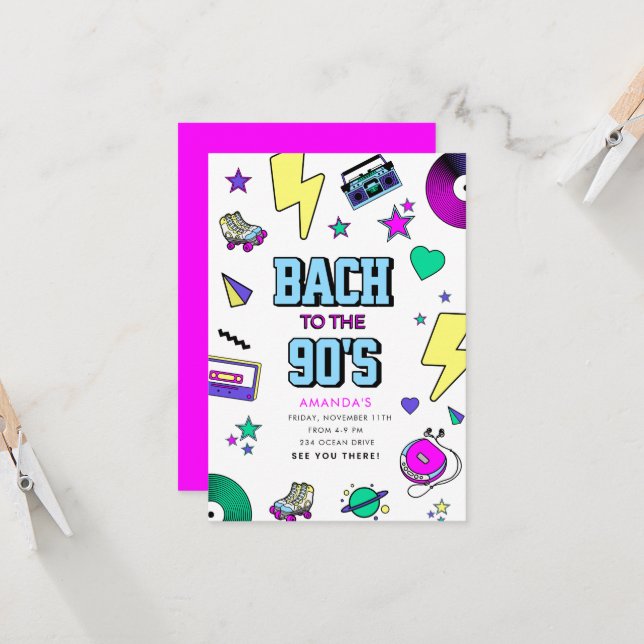 Invitation Retro Bach aux années 90 (Devant/Arrière en situation)