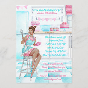 Invitation Retro Baking Cook Off Concours Anniversaire
