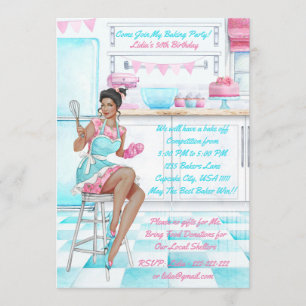 Invitation Retro Baking Cook Off Concours Anniversaire
