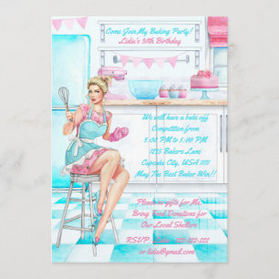 Invitation Retro Baking Cook Off Concours Anniversaire